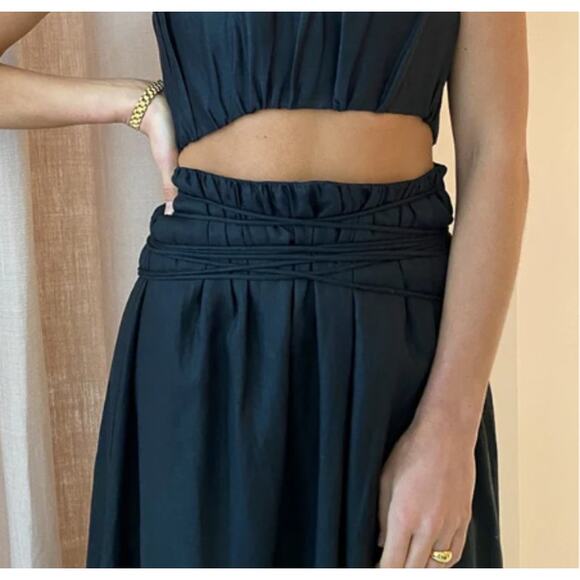 SIR. The Label Womens Black Linen Wrap Tie Midi Skirt Size 2 / US Size 6 Beachy - Picture 4 of 10